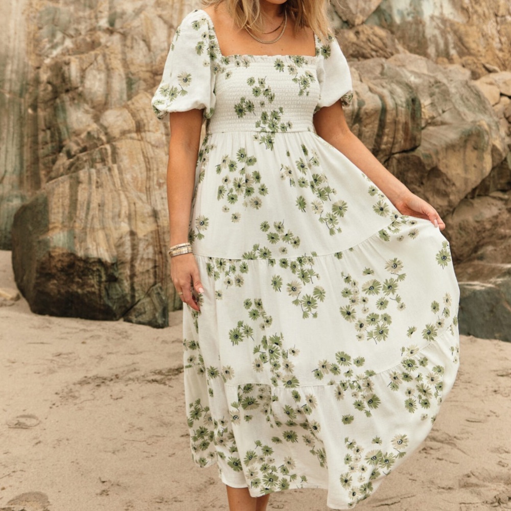 Abercrombie & Fitch Dede X Emily Linen Blend Maxi Dress Size S